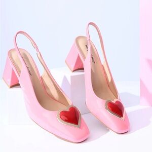Happy holidays! Gorgeous Season! Rare Unique Vintage Pink Heart Slingback Heels